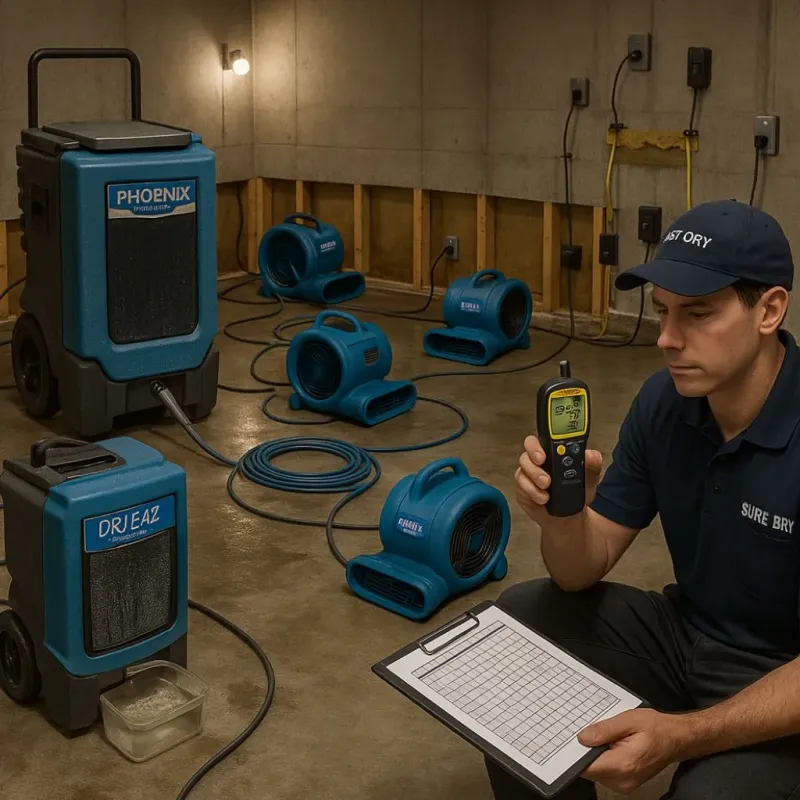 Structural Drying and Dehumidification process in Sioux Center, IA